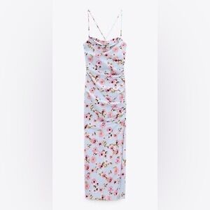 Floral maxi summer dress with slit